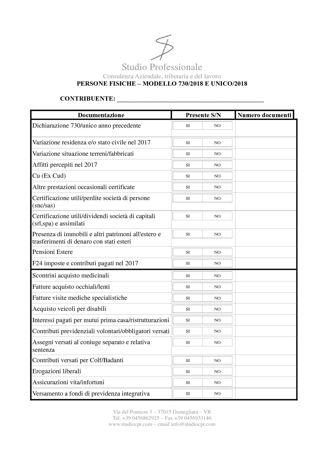 documenti per 730 e unico 2018
