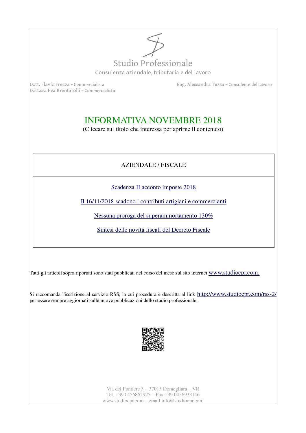 informativa novembre 2018