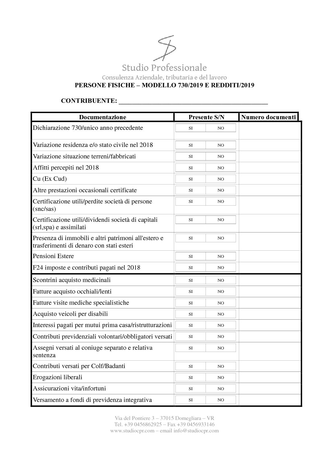 documenti per 730 e unico 2019