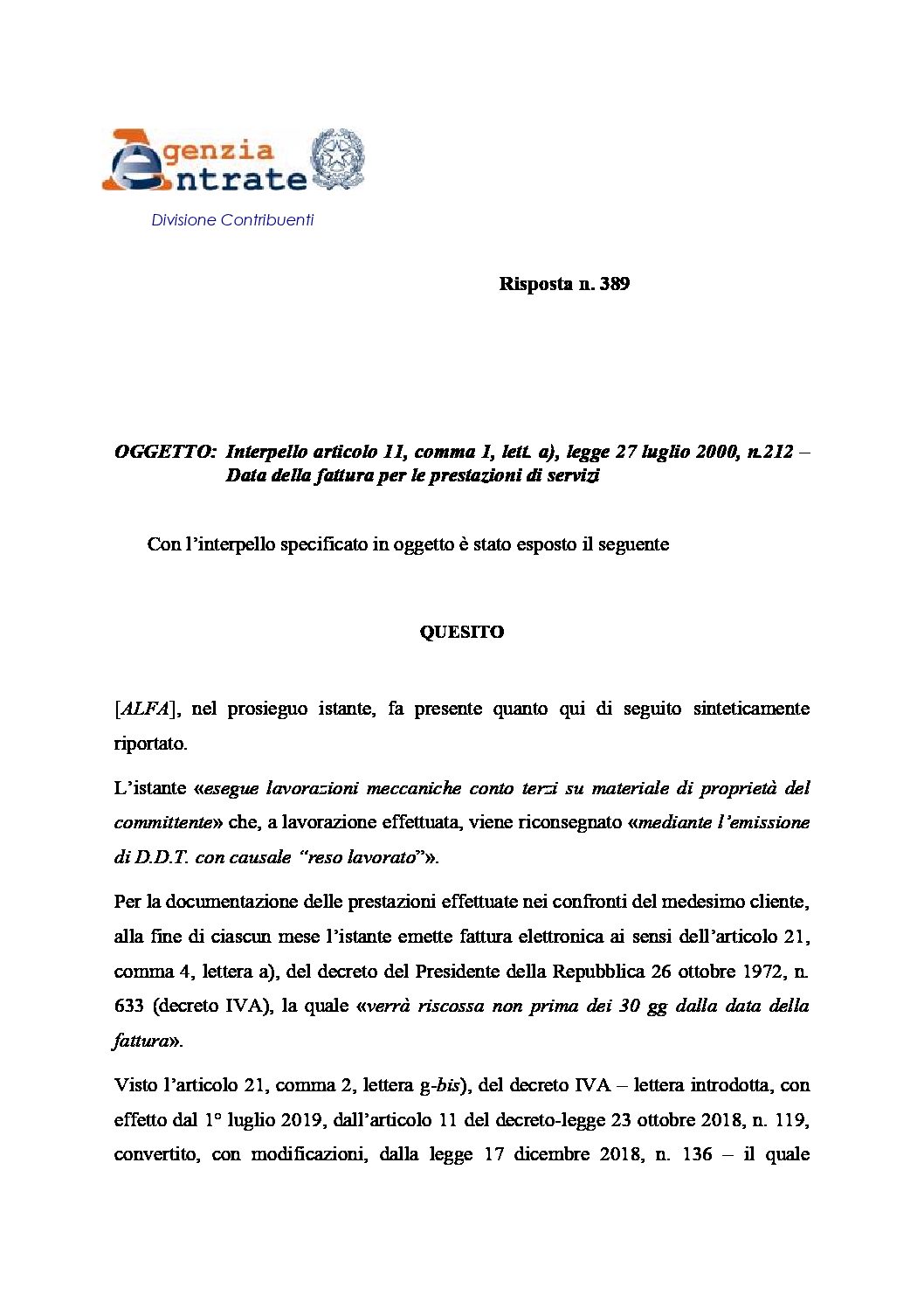 Risposta n. 389_2019