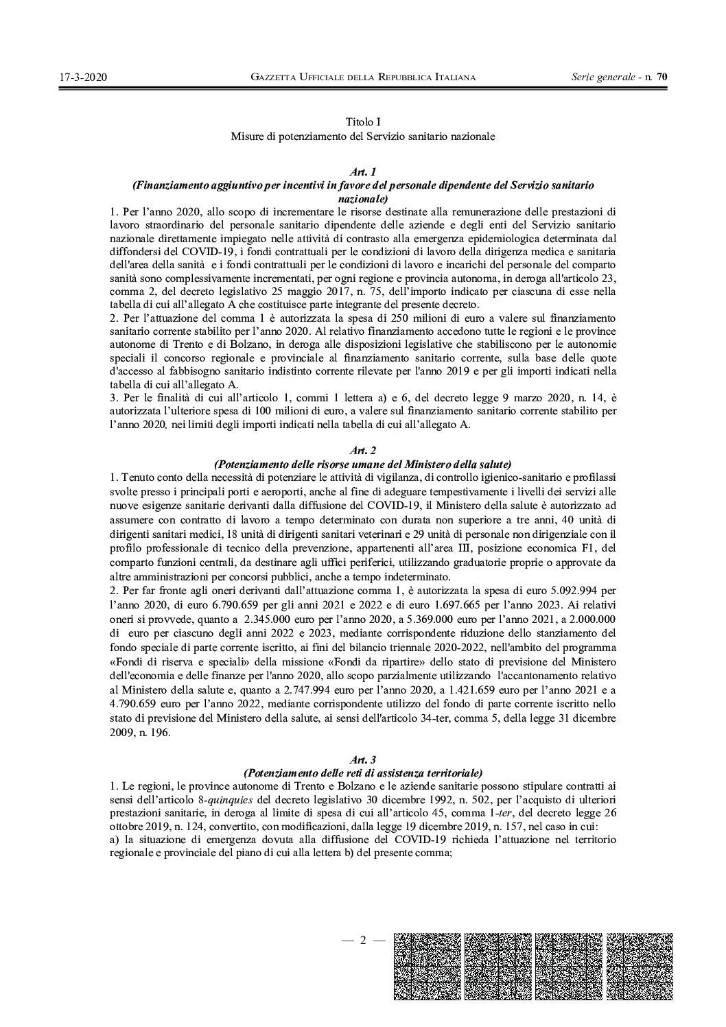 decreto 17 03 2020 misure per coronavirus