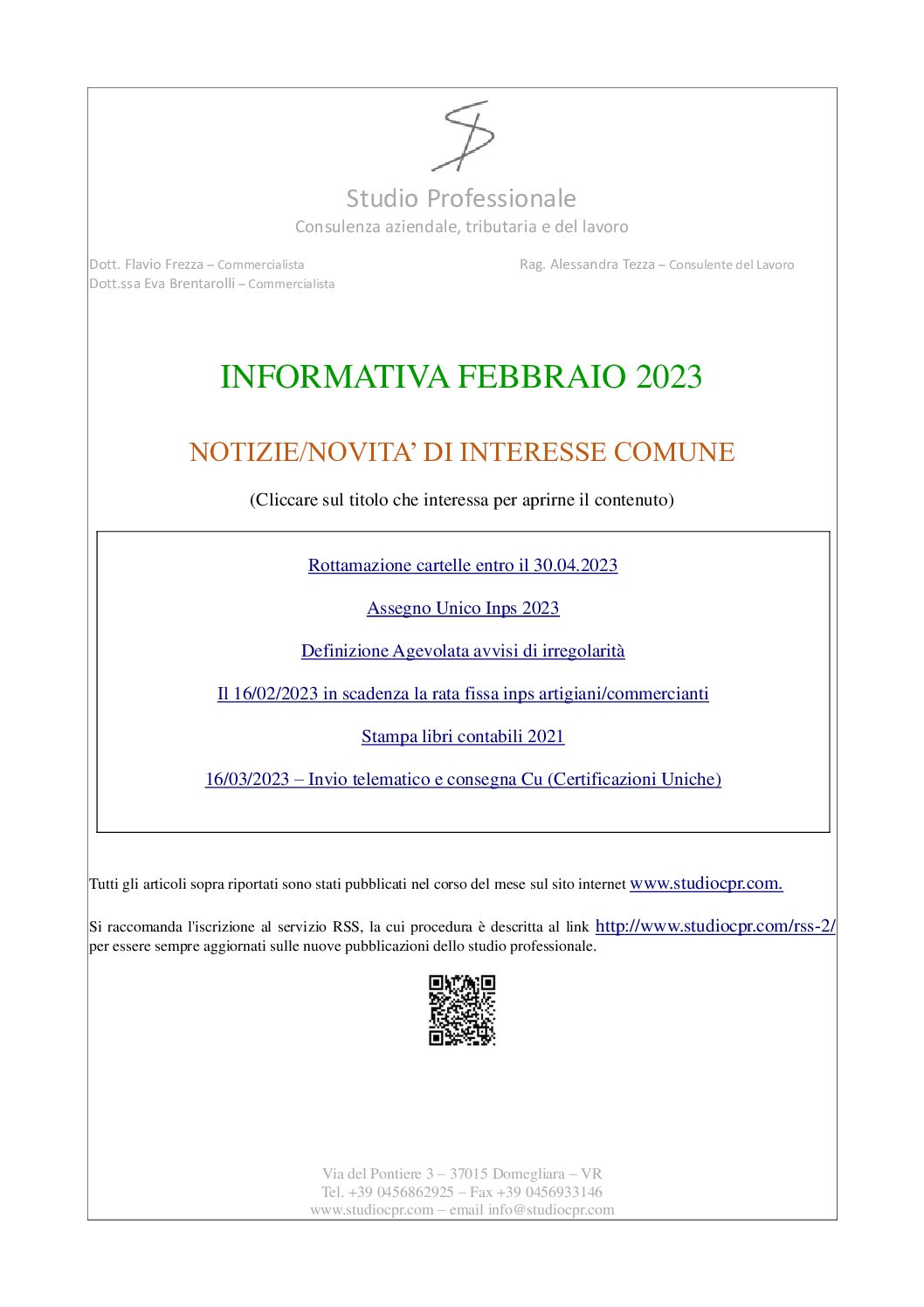 informativa febbraio 2023