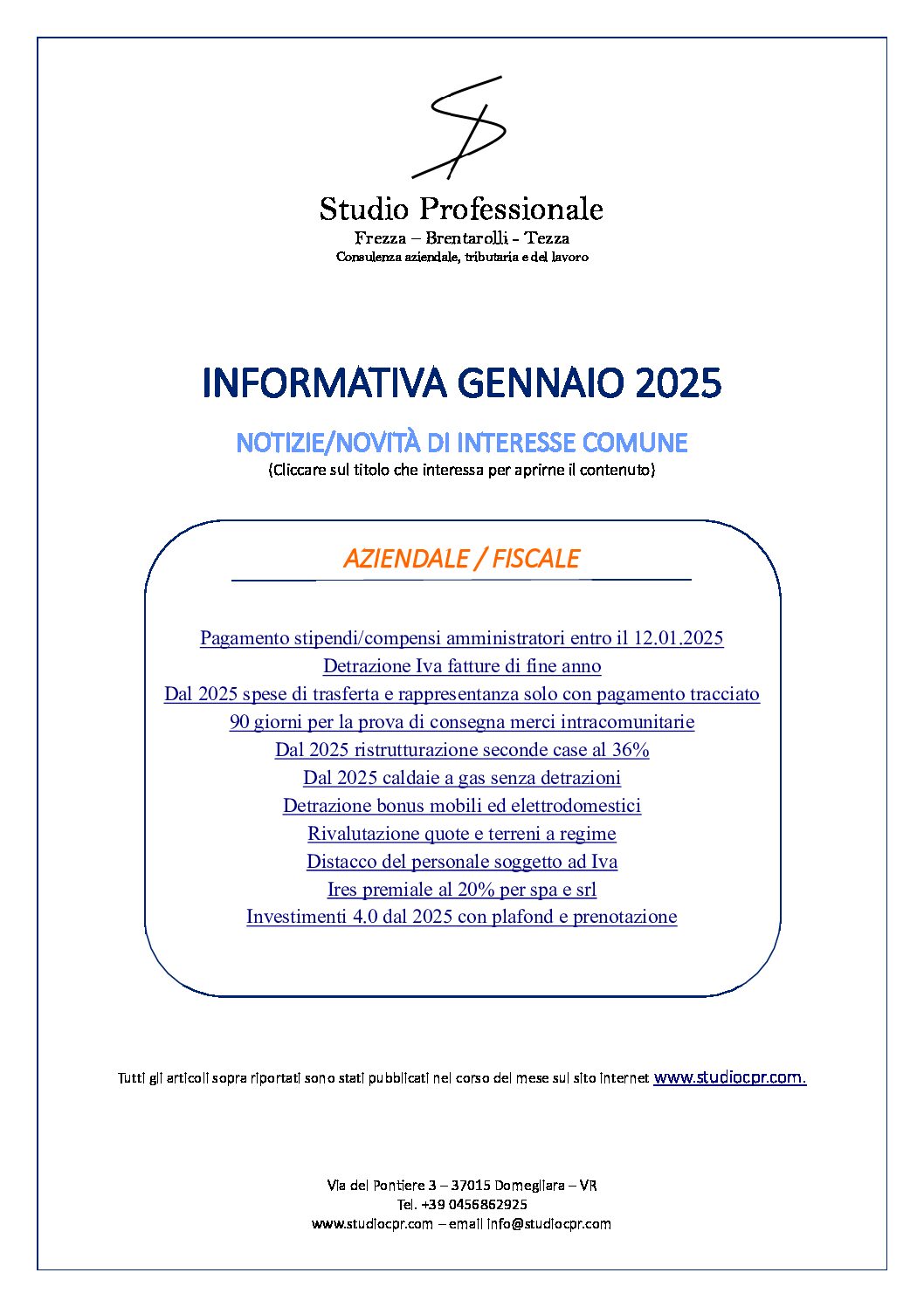 informativa gennaio 2025