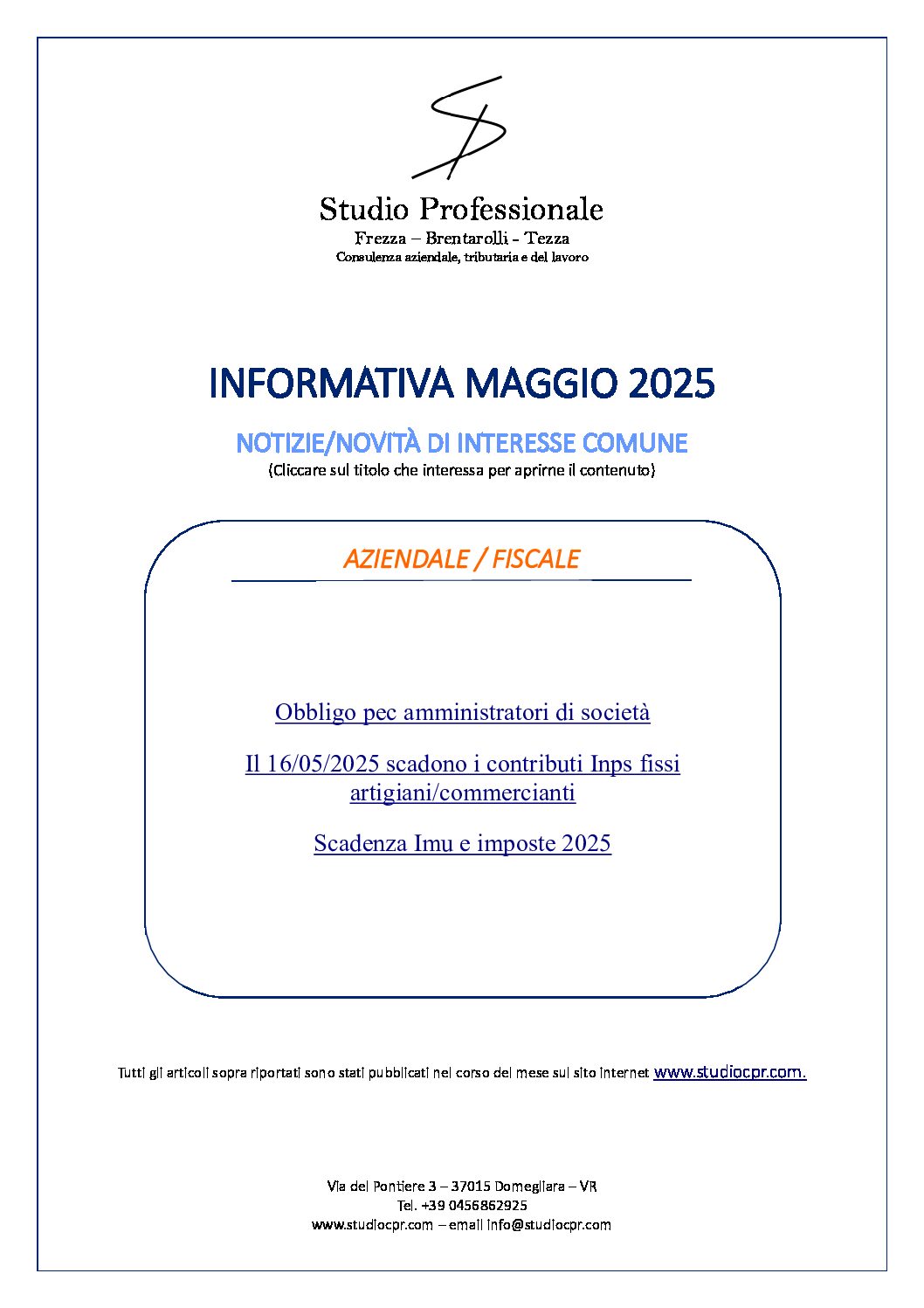 informativa maggio 2025